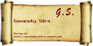 Gavansky Sára névjegykártya