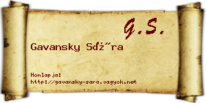 Gavansky Sára névjegykártya